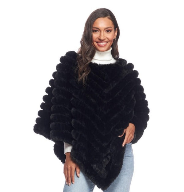 Donna Salyer's Faux-Fur Knitted Poncho in Black - 16166-BLK
