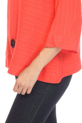 Tonal Knit Button Top in Coral - 3488-COR