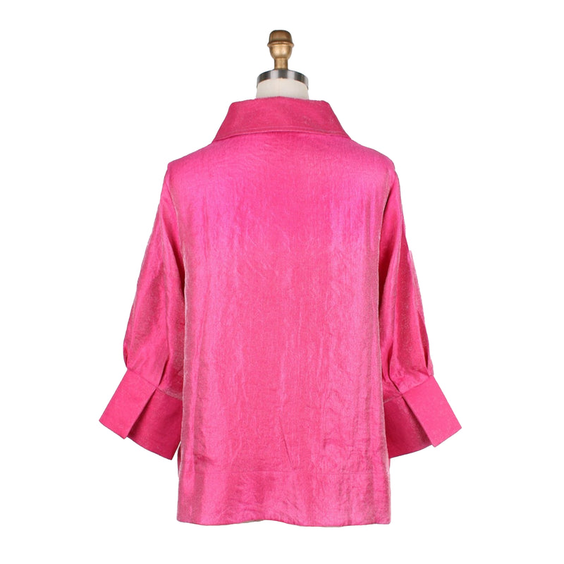 Damee Solid Wide Ball Collar Jacket in Fuchsia - 4741-FS