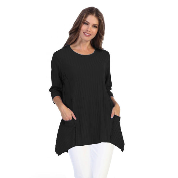 Focus Patch-Pocket Ribbed Tunic in Black - CS-330-BLK