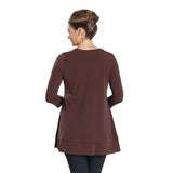 Stretch Knit Basic Tunic in Brown - 1484-BRN