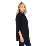 Embroidered Button Front Blouse in Black - EC-104-BLK - Size M Only!