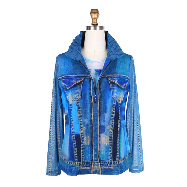 Damee "Denim Splash" Mesh Twin Set in Blue/Multi - 31406-DNM - Size XXL Only