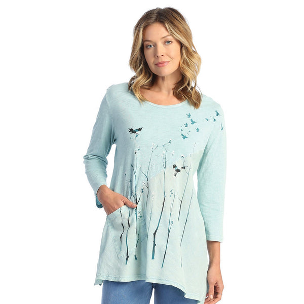 Jess & Jane "Prairie" Mineral Washed Tunic with Linen Contrast - M62-1700
