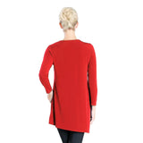 V-Neck Drape Front Tunic in Red - 3878T-RED