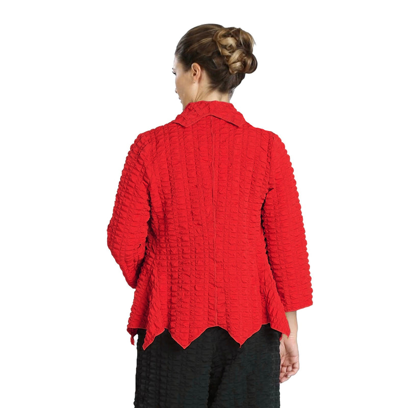 IC Collection Pucker Knit Open Front Jacket in Red - 3873J-RD - Size M Only!