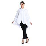 Scalloped Cotton Blouse in White - 2585B-WT