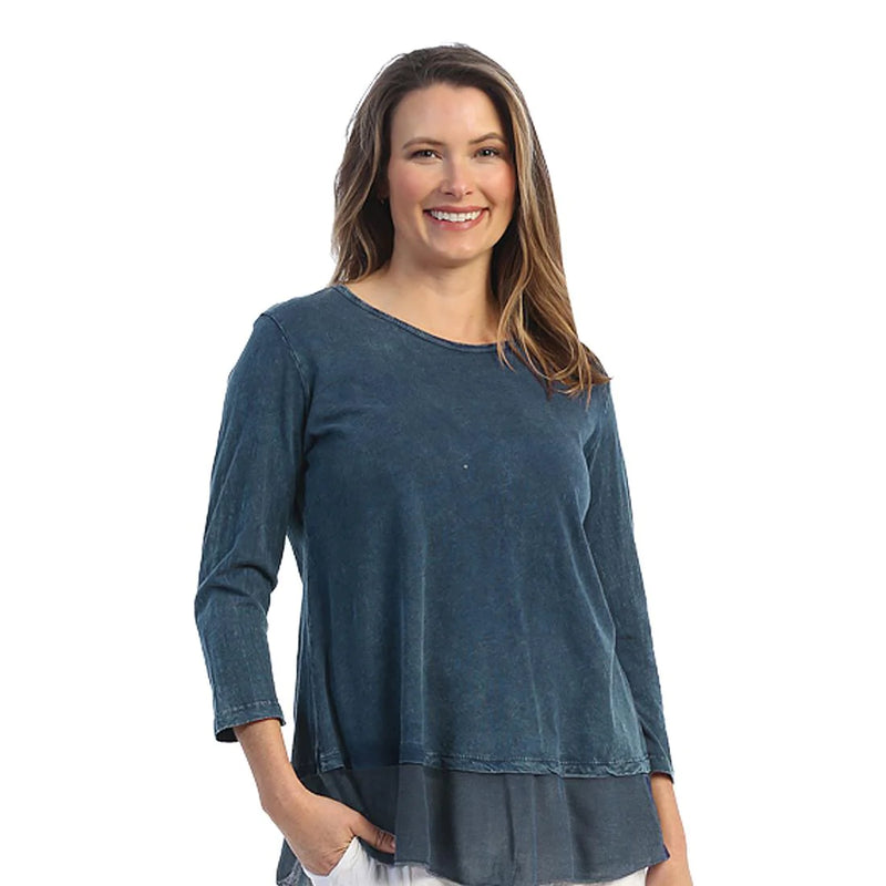 Jess & Jane Solid Mineral Washed Cotton Tunic Top - M48