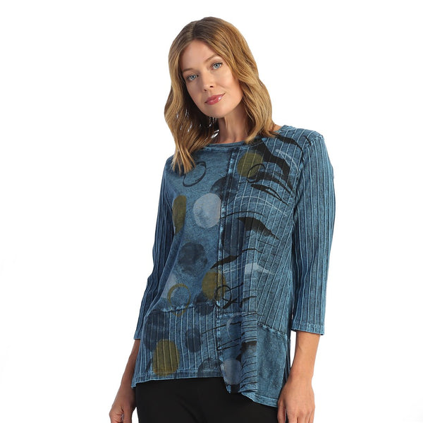 Jess & Jane "La La Land" Abstract Print Tunic Top w/ Rib Contrast - M67-1668 - Size 1X - Final Sale!