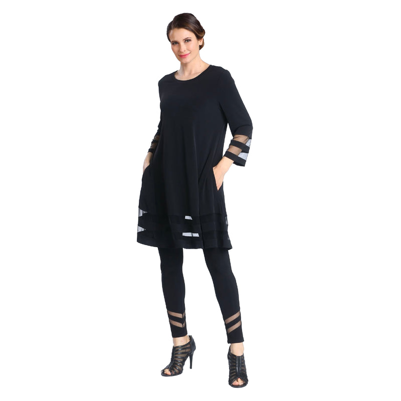 IC Collection Mesh Trim Tunic in Black - 2517T- BLK