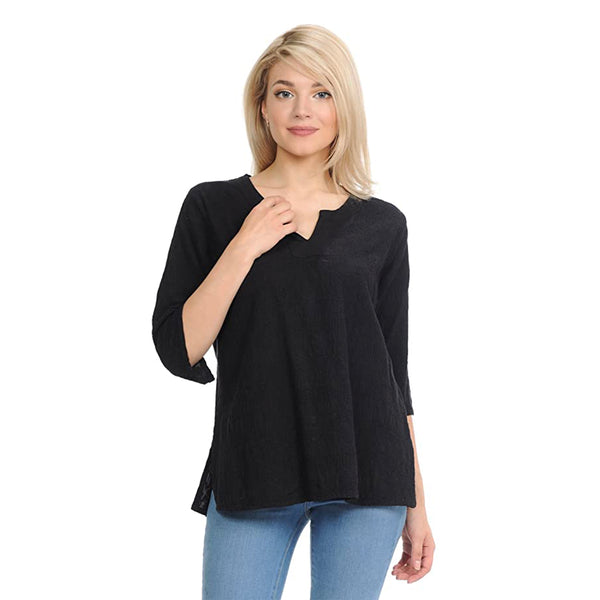 Focus Embroidered  Voile Top in Black - C-630-BLK