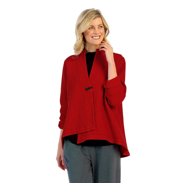 Focus Asymmetric Waffle Jacket in Dark Red - SW-206-DR - Size S Only!