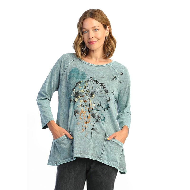 Jess & Jane "Whimsical" Mineral Washed Patch Pocket Tunic Top - M12-1632
