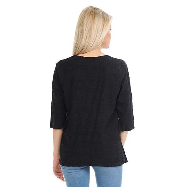 Embroidered  Voile Top in Black - C-630-BLK