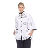 Circle Print Shirt/Jacket in White/Black - 2979-WHT