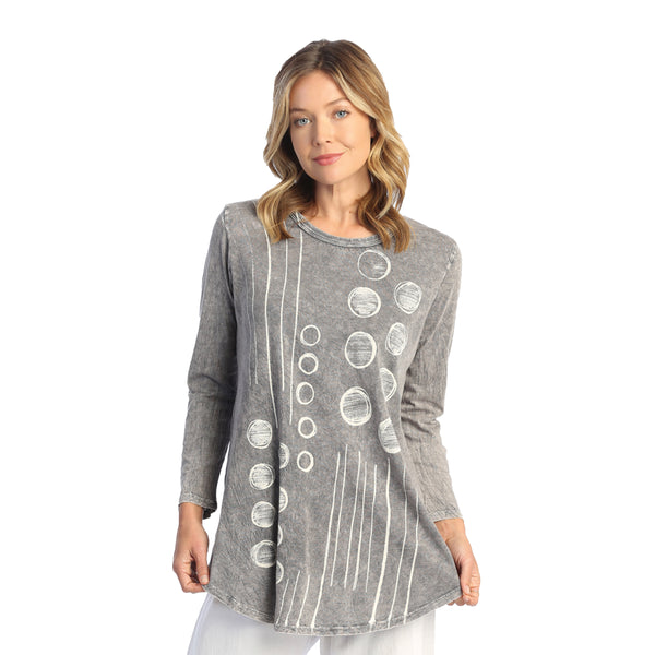 Jess & Jane "Dot & Line" Mineral Washed Cotton Tunic Top - M28-1692 - Size S
