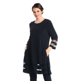 Mesh Trim Tunic in Black - 2517T- BLK