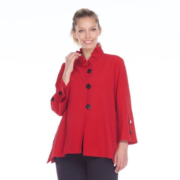 Moonlight by Y&S Ruffle Collar Jacket in Red -  2449-NP-RD