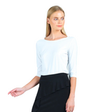 Clara Sunwoo Scoop Neck Half Sleeve Top in White - T77-WT - Size XS Only!