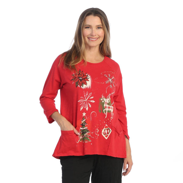 Jess & Jane "Treasures" Mineral Washed Tunic in Red - M12-1551 - Sizes S, M & L Only