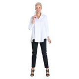 High-Low Cotton Blouse in White - 3758B-WT