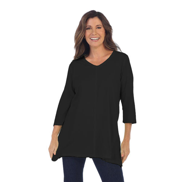 Focus Fashion Lightweight Knit Tunic Top in Black - SC-115-BLK - Sizes L & XL Only!
