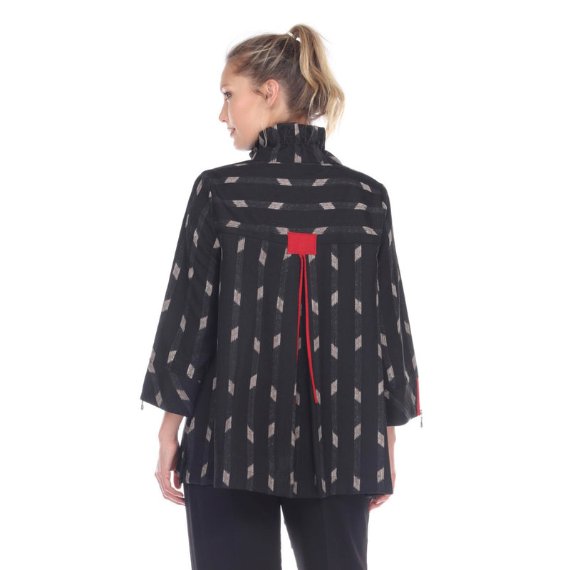 Diamond-Print Jacket in Black/Khaki - 2881-BKH