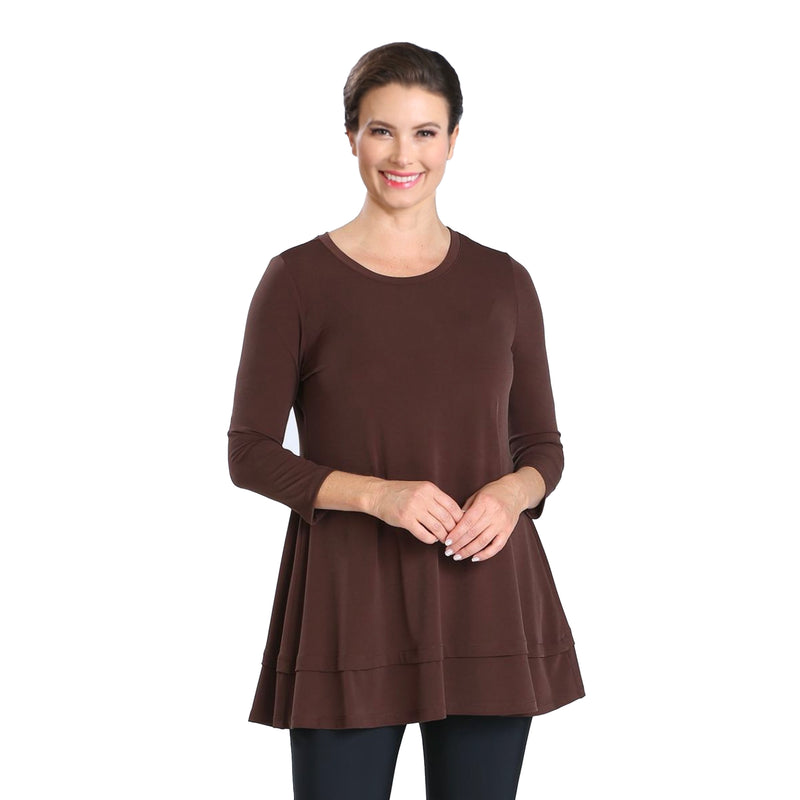 IC Collection Stretch Knit Basic Tunic in Brown - 1484-BRN