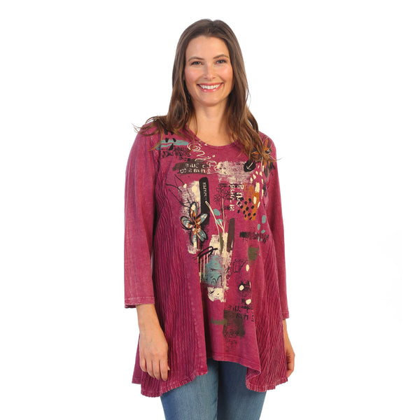 Jess & Jane "Travelogue" Abstract Print Mineral Washed Tunic - M55-1530 - Size L