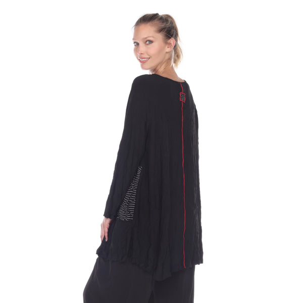 Textured Tunic W/ Pockets in Black/Grey - 2754-BLK - Size XXL