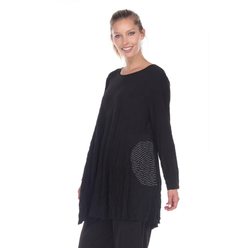 Moonlight Crinkle Textured Tunic W/ Pockets - 2754-BLK