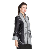 Two-Tone Bamboo Jacket in Silver/Black - 4177J - Size S Only!