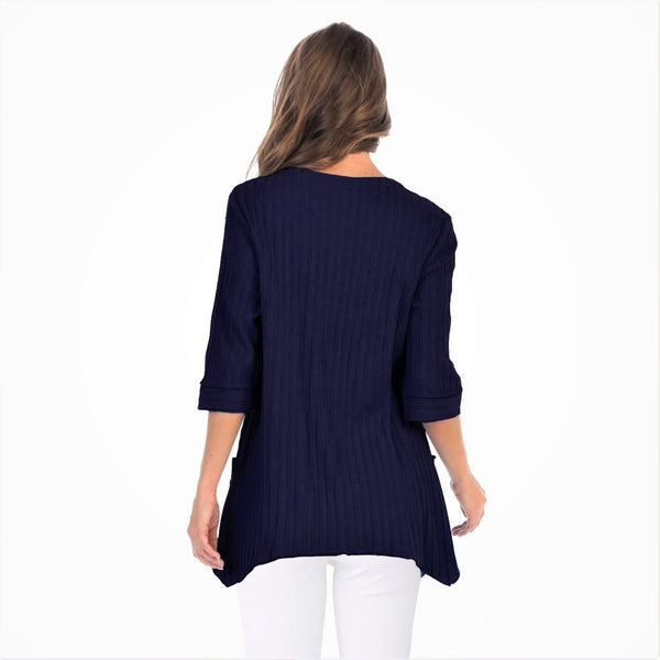 FOCUS Ribbed POCKET Tunic in Navy - CS-330 -NV - Size S Only