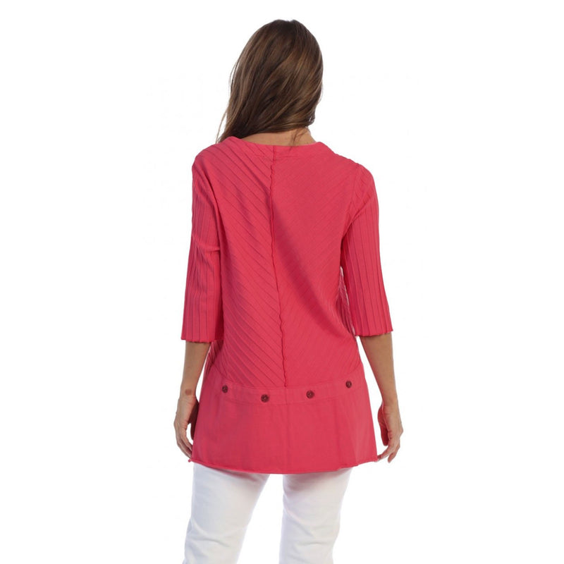 Focus Fashion Ribbed Texture Tunic in Raspberry - CS-342-RSP - Size S Only