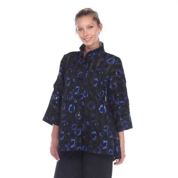Moonlight Dot Mesh Paneled Jacket in Blue - 3158-BLU- Size S Only!