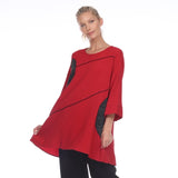 Tunic w/ Half-Circles Trim in Red/Black - 2750