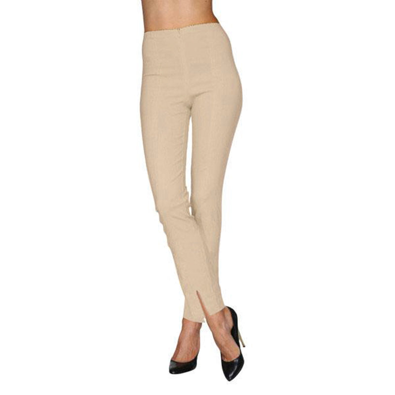 Mesmerize Pants with Front Ankle Slits and Front Zipper in Light Khaki - MA21-NUD - Size 16 & 16 Long