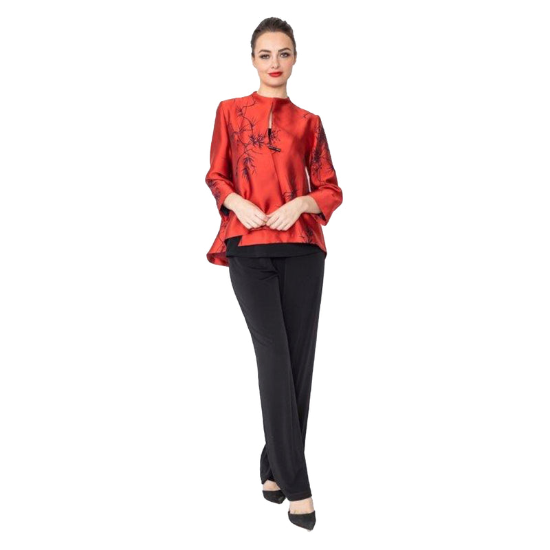 IC Collection "Elegance" Asymmetric Jacket in Red/Black - 4261J-RD - Size XXL Only!