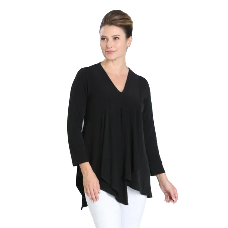 IC Collection V-Neck Drape Front Tunic in Black - 3878T-BLK - Size S O –  Shop My Fair Lady