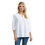 Focus Embroidered Cotton Top in White - C-630-WHT