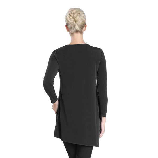 IC Collection V-Neck Drape Front Tunic in Black - 3878T-BLK - Size S Only!