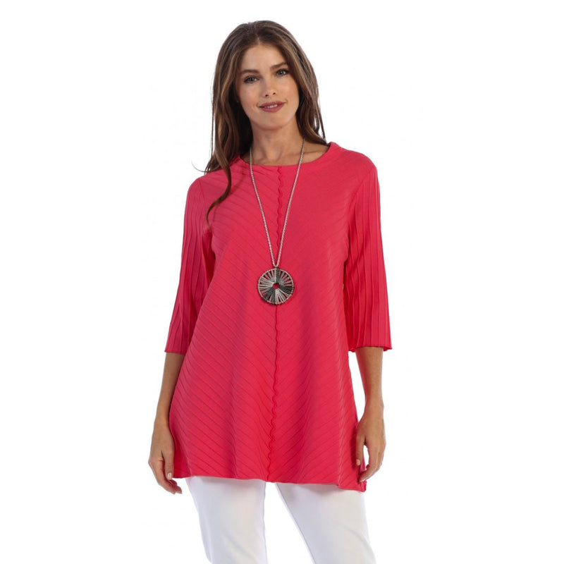 Focus Fashion Ribbed Texture Tunic in Raspberry - CS-342-RSP - Size S Only