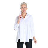 High-Low Cotton Blouse in White - 3758B-WT