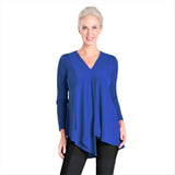 V-Neck Drape Front Tunic in Blue - 3878T-BLU