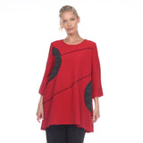 Tunic w/ Half-Circles Trim in Red/Black - 2750