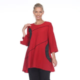 Tunic w/ Half-Circles Trim in Red/Black - 2750