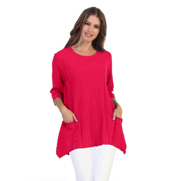 Focus Patch-Pocket Ribbed Tunic in Raspberry - CS-388-RSP