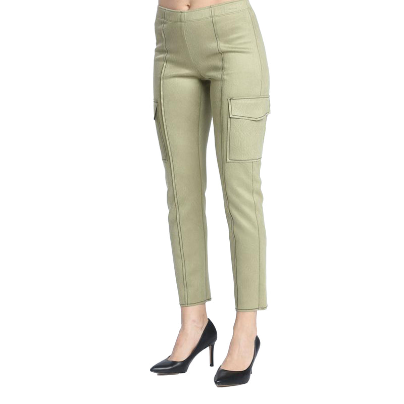 IC Collection Faux Suede Pull-On Pant in Olive - 2757P-OLV