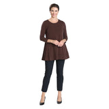 Stretch Knit Basic Tunic in Brown - 1484-BRN