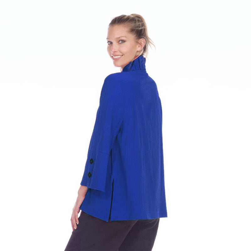 Moonlight by Y&S Button Front Jacket w/Ruffle Collar in Blue - 2449-NP-BLU